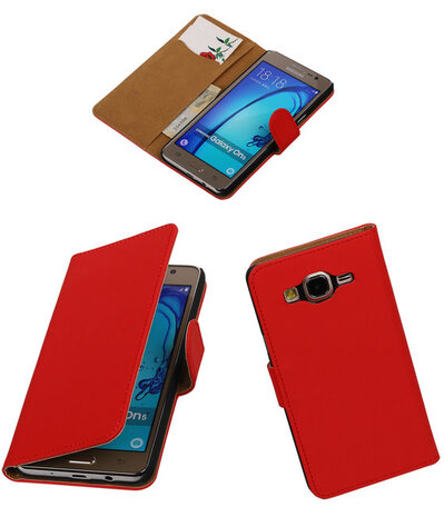 Samsung Galaxy On5 - Effen Rood Booktype Wallet Hoesje