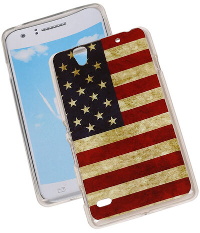 Amerikaanse Vlag TPU Cover Case voor Sony Xperia C4 Hoesje