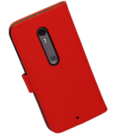 Rood Effen booktype cover hoesje voor Motorola Moto X Style