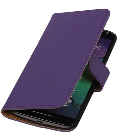 Paars Effen booktype cover hoesje voor Motorola Moto X Style