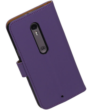 Paars Effen booktype cover hoesje voor Motorola Moto X Style