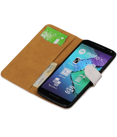 Wit Krokodil booktype cover hoesje voor Motorola Moto X Style