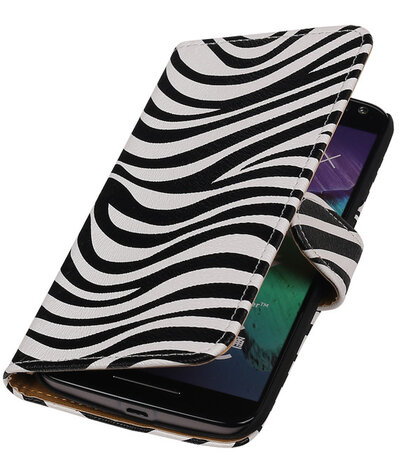 Zebra booktype cover hoesje voor Motorola Moto X Style