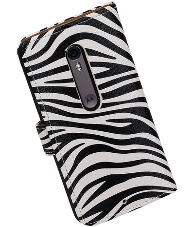 Zebra booktype cover hoesje voor Motorola Moto X Style