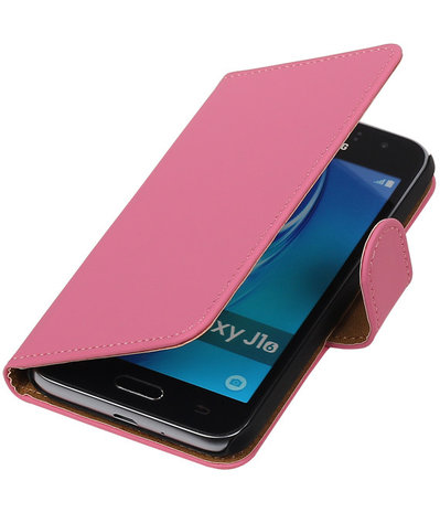 Roze Effen booktype cover hoesje voor Samsung Galaxy J1 (2016)