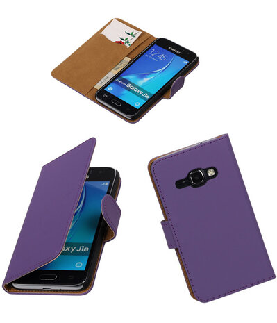 Paars Effen booktype cover hoesje voor Samsung Galaxy J1 (2016)