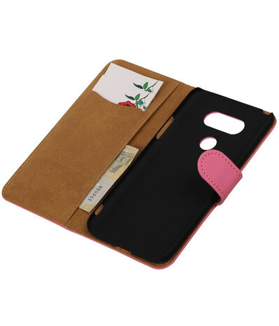 Roze Effen booktype cover hoesje voor LG G5