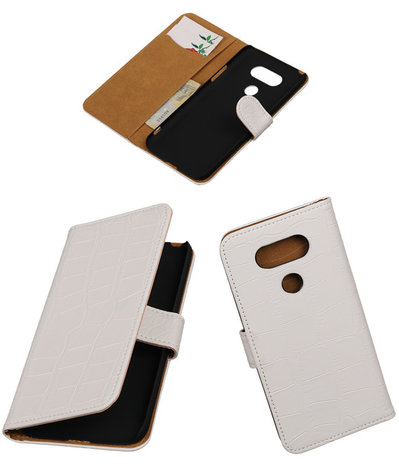 Wit Krokodil booktype cover hoesje voor LG G5