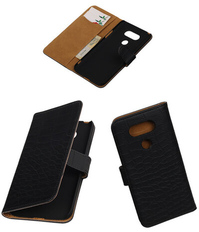 Zwart Krokodil booktype cover hoesje voor LG G5