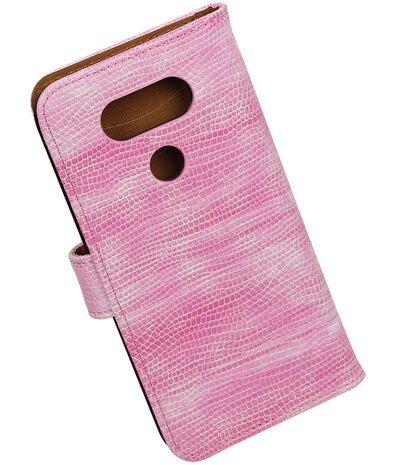 Roze Mini Slang booktype cover hoesje voor LG G5