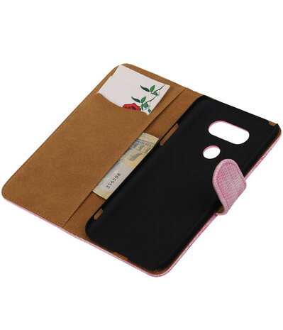 Roze Mini Slang booktype cover hoesje voor LG G5