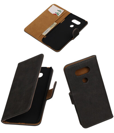 Grijs Hout booktype cover hoesje voor LG G5