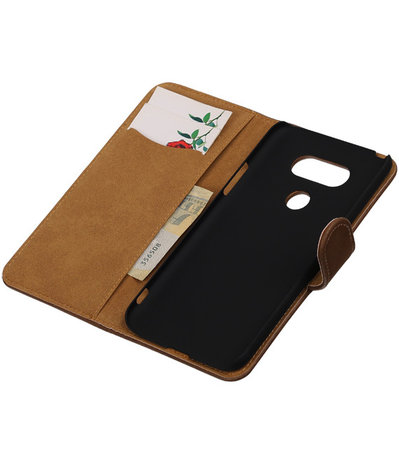 Bruin Hout booktype cover hoesje voor LG G5