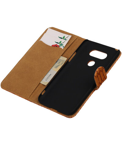 Bruin Slang booktype cover hoesje voor LG G5