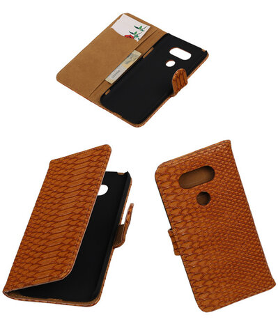 Bruin Slang booktype cover hoesje voor LG G5