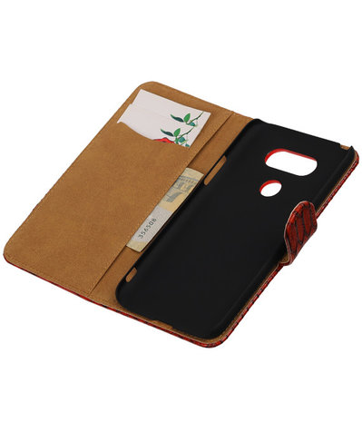 Rood Slang booktype cover hoesje voor LG G5