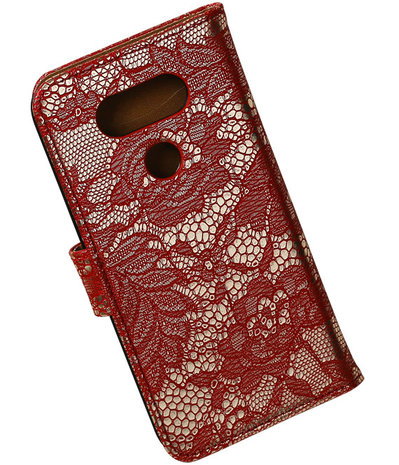 Rood Lace booktype cover hoesje voor LG G5