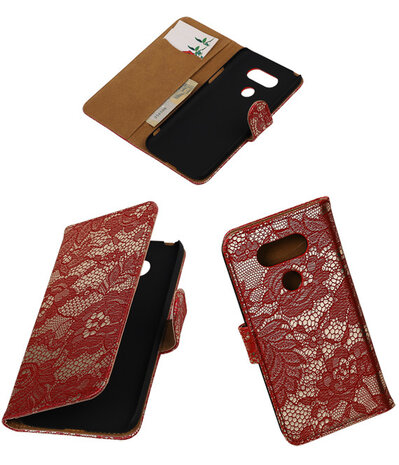 Rood Lace booktype cover hoesje voor LG G5