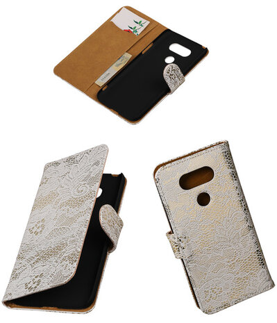 Wit Lace booktype cover hoesje voor LG G5