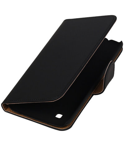 Zwart Effen booktype cover hoesje voor LG K7