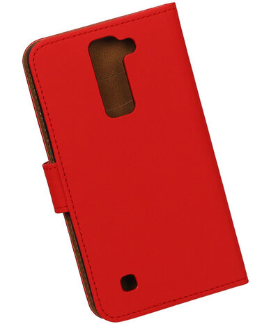 Rood Effen booktype cover hoesje voor LG K7