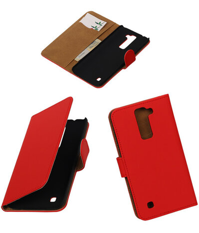 Rood Effen booktype cover hoesje voor LG K7