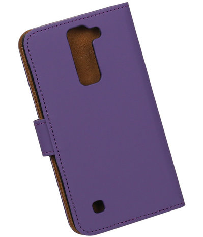 Paars Effen booktype cover hoesje voor LG K7