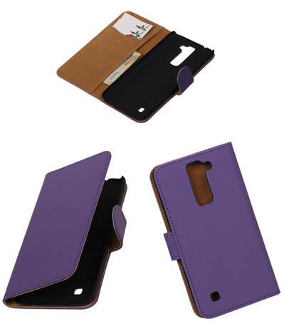 Paars Effen booktype cover hoesje voor LG K7