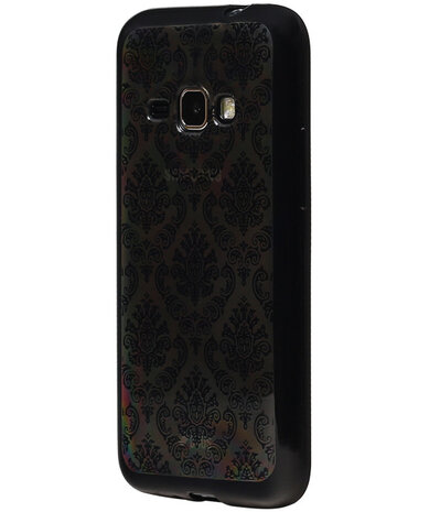 Zwart Brocant TPU back case cover hoesje voor Samsung Galaxy J1 (2016)