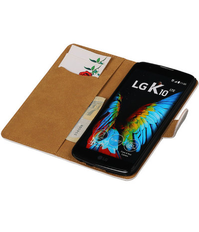 Wit Krokodil booktype cover hoesje voor LG K10