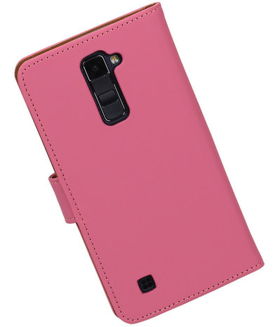 Roze Effen booktype cover hoesje voor LG K10