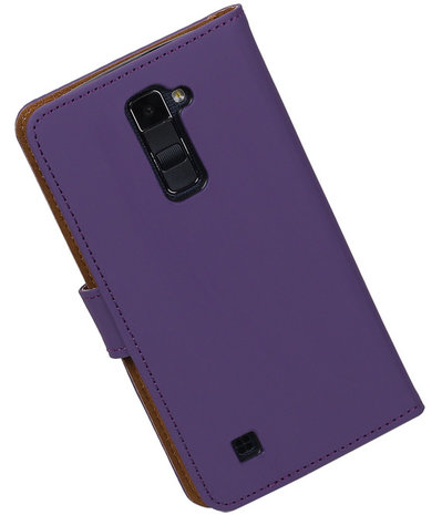 Paars Effen booktype cover hoesje voor LG K10