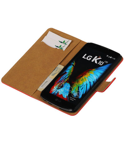 Rood Effen booktype cover hoesje voor LG K10