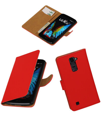 Rood Effen booktype cover hoesje voor LG K10