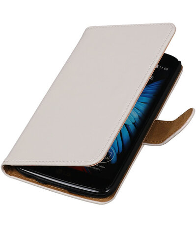 Wit Effen booktype cover hoesje voor LG K10