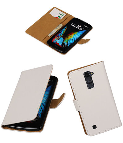 Wit Effen booktype cover hoesje voor LG K10