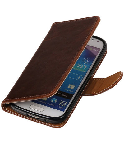 Mocca Pull-Up PU booktype wallet cover hoesje voor Samsung Galaxy S4 Mini