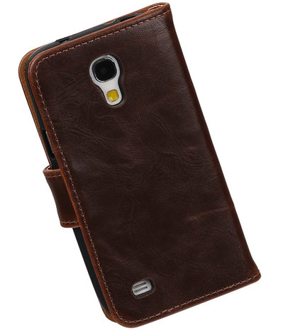 Mocca Pull-Up PU booktype wallet cover hoesje voor Samsung Galaxy S4 Mini