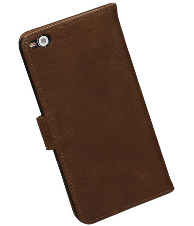 Bruin Hout booktype cover hoesje voor HTC One X9