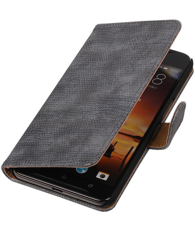 Grijs Mini Slang booktype cover hoesje voor HTC One X9