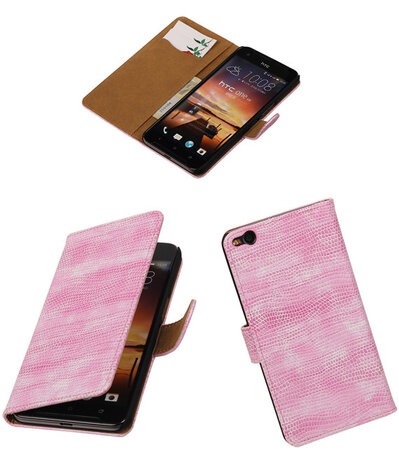 Roze Mini Slang booktype cover hoesje voor HTC One X9