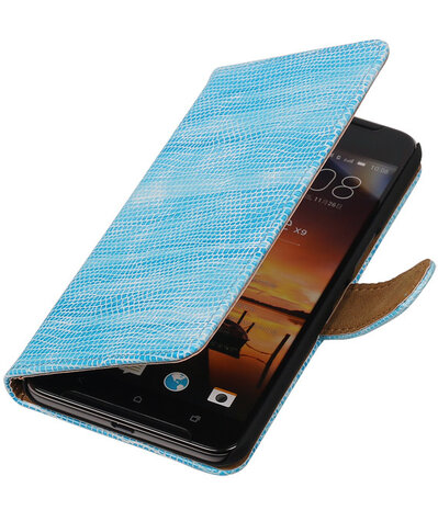 Turquoise Mini Slang booktype cover hoesje voor HTC One X9