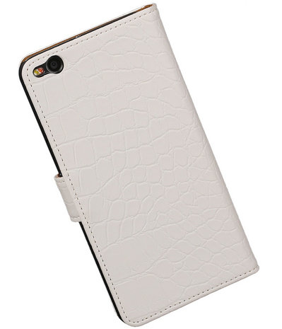 Wit Krokodil booktype cover hoesje voor HTC One X9