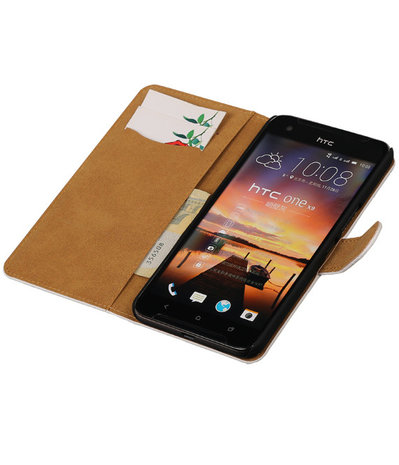 Wit Krokodil booktype cover hoesje voor HTC One X9