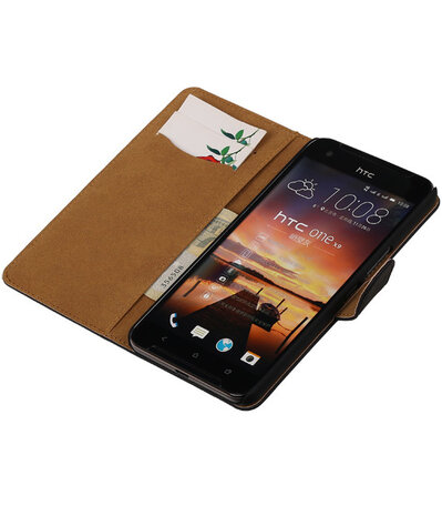 Zwart Effen booktype cover hoesje voor HTC One X9