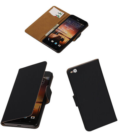 Zwart Effen booktype cover hoesje voor HTC One X9