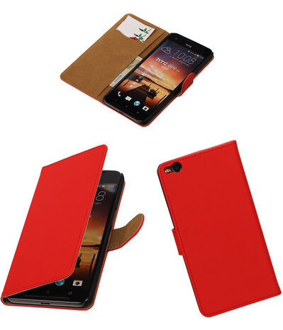 Rood Effen booktype cover hoesje voor HTC One X9