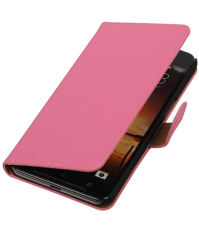 Roze Effen booktype cover hoesje voor HTC One X9