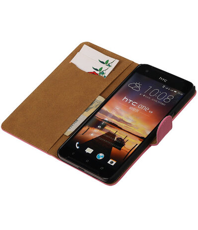 Roze Effen booktype cover hoesje voor HTC One X9