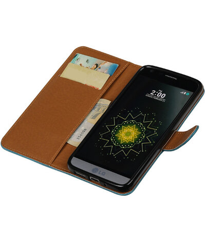 Blauw Pull-Up PU booktype wallet cover hoesje voor LG G5